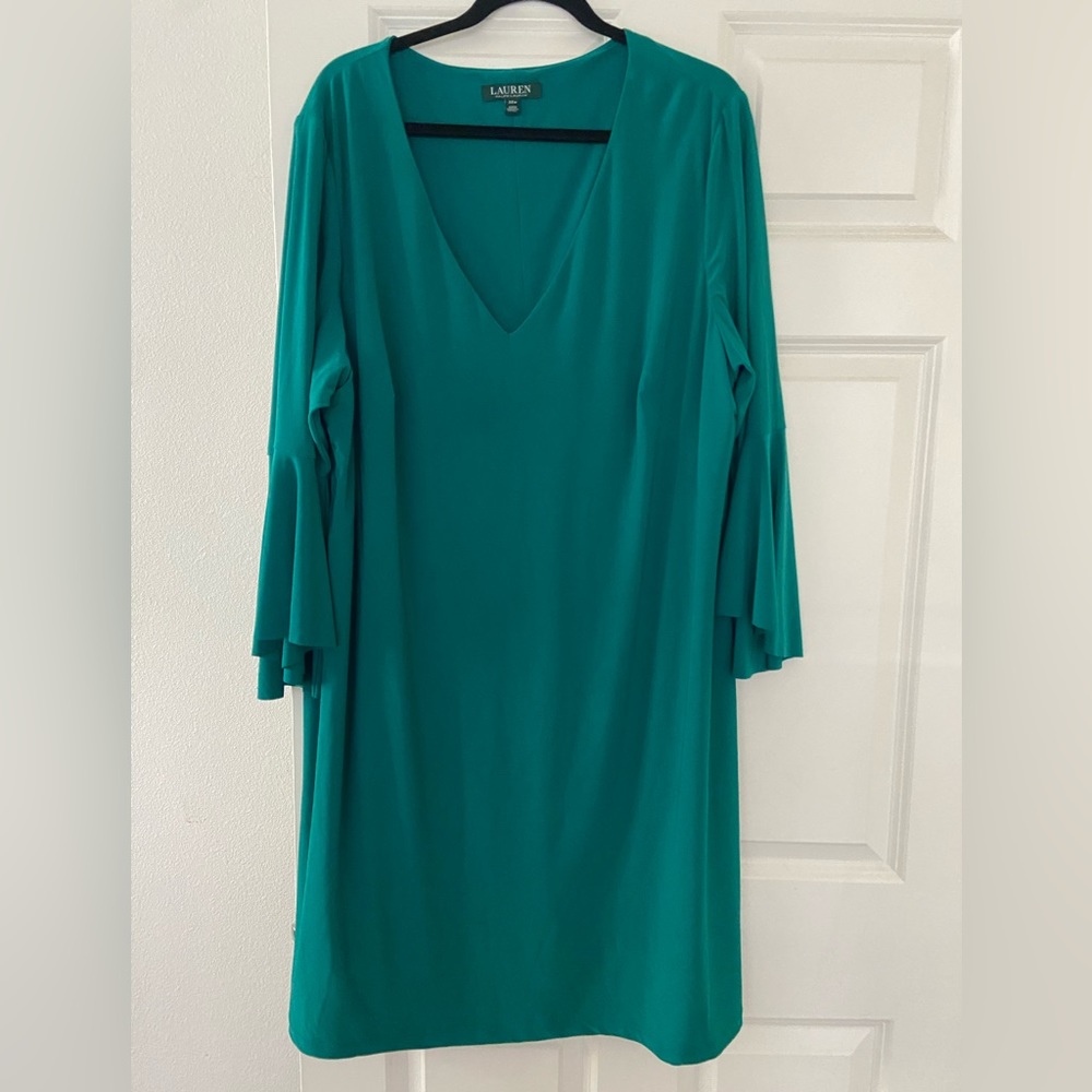 Lauren Ralph Lauren V-neck green dress 22W